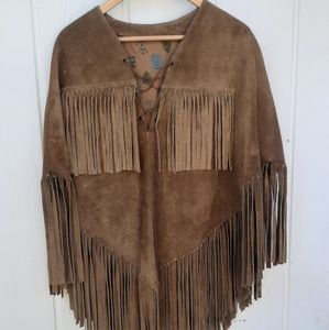Suede fringed Poncho